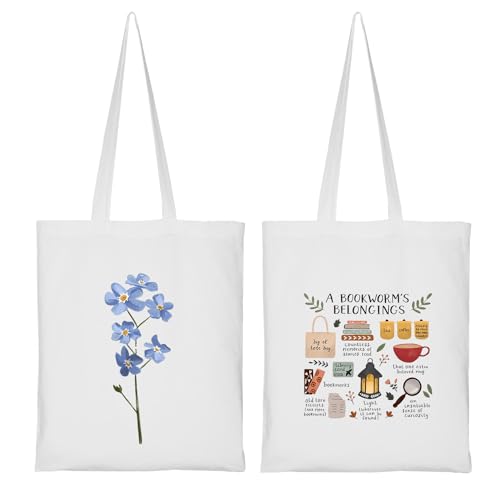 Clapcart-Canvas-Tote-Bag-Set-of-2-for-Women-Printed-Multipurpose-PolyCotton-Bags-Cute-Hand-Bag-for-Girls-Bookworms-belongings-and-Flower