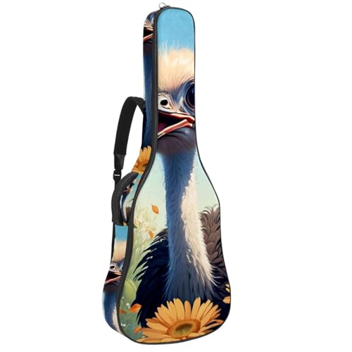 Sac guitare acoustique étanche 42.9" avec poches motif autruche fleur