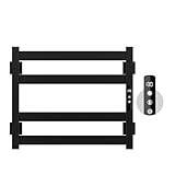Colliford Towel Warmer,Stainless Steel Towel Warmer Rack for Bathroom -4 Bars Wall Mounted Towel Heater with Intelligent Touch Screen Timer, Hard Wired/Plug-in, Black
