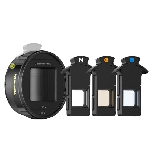 Freewell 1.33x Anamorphic Lens for iPhone & Samsung - 3 Flare Colors in One Lens (Neutral, Gold, Blue) - Cinematic Smartphone Lens with Oval Bokeh - Compatible with 17mm Mount Phone Case & Cage.