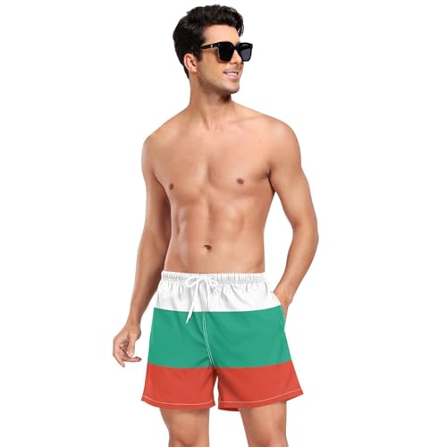 GuoChe Men's Swim Trunks Mens 2In1 Workout Running Shorts Phone Pocket Training Shorts Quick Dry Elastic Bulgaria Flag3