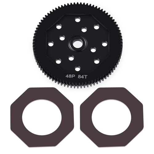 BRKRC Steel 66T 72T 81T 84T Spur Gear 48P RC Main Gears for 1/10 Associated T4 B4 T5 B5 Eleament Endero RTR (84T 48P)