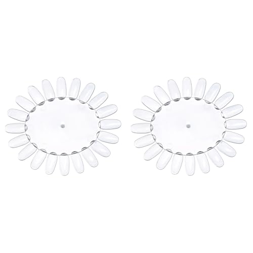 Healvian Transparent Sunflower Shaped Nail Polish Display Wheel with 20 Clear False Nail Tips 4.92 Inch Diameter for Art Practice and Colour in Salon and Home