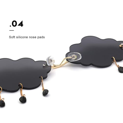 Women Rimless Clouds Shaped 90s Raindrop Glasses Light Blue4