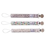 Copper Pearl Pacifier Clip 3-Pack: Premium Knit Binky Clips for Baby Girls and Boys - Stylish Stainless Steel Pacifier Holder Clip - Baby Pacifier Clips for No More Floor Drops - Jurassic Park