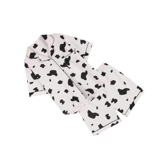 Garneck Conjunto de Pijama de Manga Corta para Mujer Estampado de Vaca Camisón de Algodón Transpirable Pijamas de Ocio Cómodos para Verano y Noche en Casa Talla XL