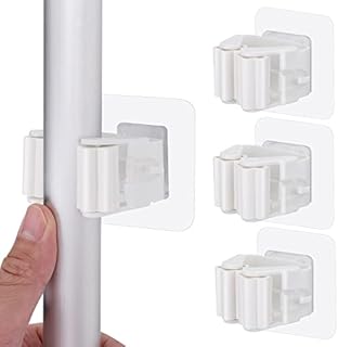 Abeillo 4 Pack Mop and Broom Holder Wall Mount, Self Adhesive Broom Gripper Holds, No Drilling, Broom and Dustpan Hanger Gripper for Home, Kitchen, Bathroom, Garden Garage