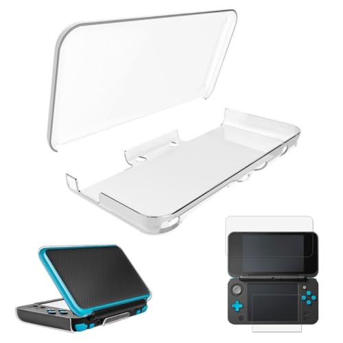 Image of Hzxkqmil Transparent Protective Case for Nintendo New 2DS XL /LL Console | Clear Crystal Hard Shell Protective Cover + 1 Set Screen Protectors Film Accessories for New 2DSXL New 2DSLL