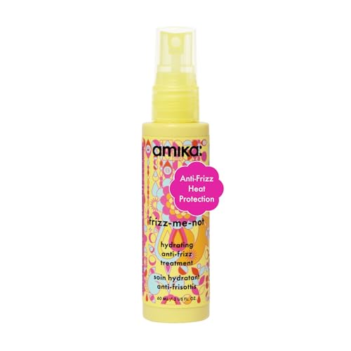 amika frizz-me-not hydrating anti-frizz treatment - heat-activated hydrating hair spray treatment for long-lasting smooth + glossy strands - humidity shield + heat protection spray for hair (60 ml)