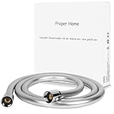 ProPerHome Kunststoff Brauseschlauch 160cm, Duschschlauch mit Doppelten Verdrehschutz，Sofort Installation ,Metallschlauch mit Drehwirbel,Universelles G 1/2,Hand Duschkopf schläuche