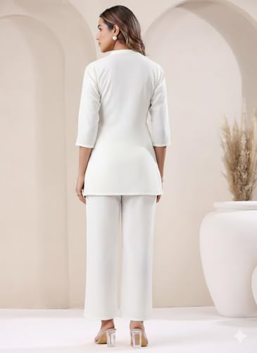 Image of Co Ord Set for Women Stylish Pure Cotton Airy Linen Lounge Wear Kurta Coord Set for Women | Regular Fit Solid Summer Kurti Set Casual, Travel, Office Formal Wear