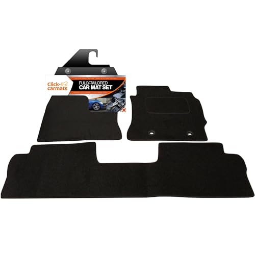 Image of Fully Tailored Deluxe Car Mats to fit Toyota Auris 2013-Onwards - 3 Piece - Black Carpet - Black Trim - Heavy Duty Heel Pad - 20-3512