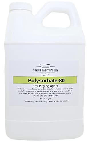 Traverse Bay Bath and body Polysorbate 80, 64oz T-MAZ 80, Tween 80 100% pure Surfactant & Emulsifier. Made in the USA1/2 Gallon safety sealed container