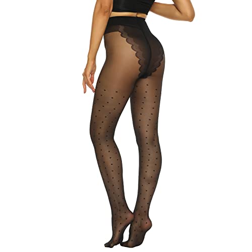 Image of MANZI 20D Polka Dot Tights for Women Patterned Stockings for Women Sheer Ultra Thin High Waist Pantyhose