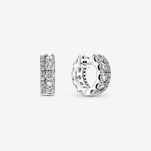 PANDORA Double Band Pavé Hoop Earrings - Classic Jewelry for Women - Great Gift for Women - Stunning Women's Earrings - Sterling Silver & Cubic Zirconia, With Gift Box2