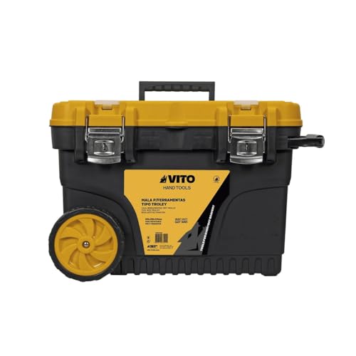 VITO - Boite à outils Caisse de chantier 595 x 380 x 420 mm sur roues Malette à outils Poignée télescopique