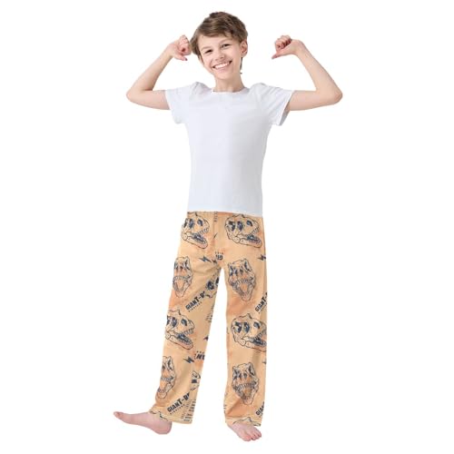 ZZKKO Dinosaur Skull Typography Boys Pants for Kids Jogger Pants with Pockets S-XL2