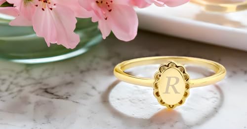 Cherished Moments Sterling Silver or 14K Gold Plated Personalized Gift Baby Signet Ring with Engraved Initial for Baby, Toddler, Kids, Girls, and Children4