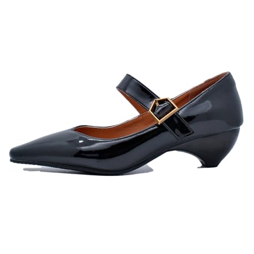 Mary Janes femme en daim noir à talon moyen pour sublimer votre tenue