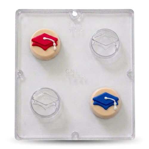 Graduation Cap Cookie Sandwich Chocolate Candy Mold 1646, 2.2 Inches in Diameter