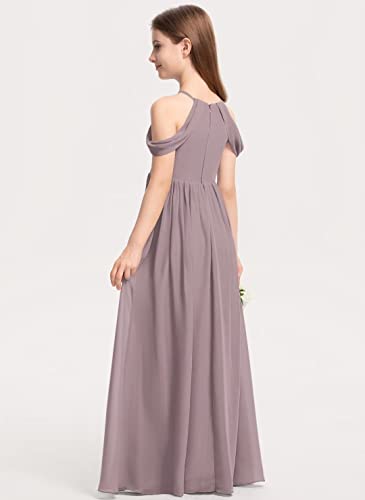 Off-Shoulder Junior Bridesmaid Dresses Long Flower Girl Dress for Wedding Teen Girls Party Pageant Gown Chiffon2