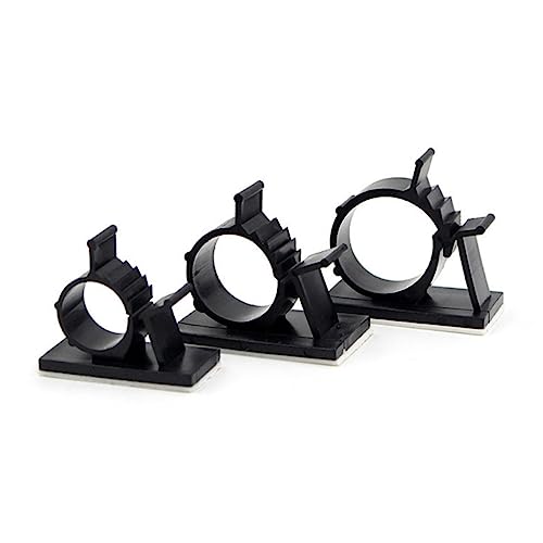 Lurrose 30 piezas clips ajustables para manejo de cables con adhesivo para escritorio, abrazadera para cables, soporte para cordones para espacio de trabajo miniatura 1