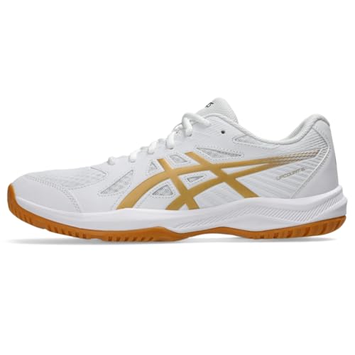 ASICS Men's Upcourt 6 Volleyball Shoes, 11, White/Pure Gold