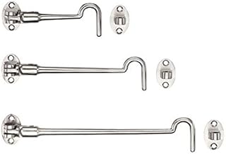 Satin Stainless Steel Heavy Duty Cabin Hook and Eye Lock for Shed, Gate or Garage Door - Choose from: 100mm (4"), 150mm (6") or 200mm (8") (200mm (8"))