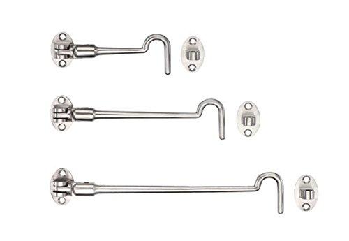 Gancho con ojal para cierre, de 100 mm, 150 mm o 200 mm, de acero inoxidable satinado, acero inoxidable, Satin Stainless Steel, 100mm (4")