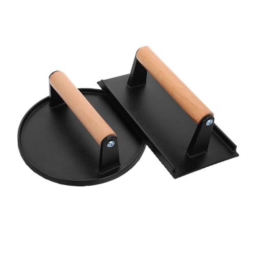 VERDANVERSE 2piezas Prensa De Carne Resistente Mango De Madera Hierro Unidades para Filetes Salchichas y Tortillas