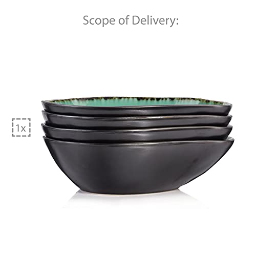 Sänger | Pasta Bowl Set Palm Beach - 4-Piece Stoneware Dish Set – 40.58Oz Farmhouse Cereal Bowls - Expandable, Special And Family Dinner, Everyday And Outdoor Use - Dinner, Breakfast Bowl Set #TOP6