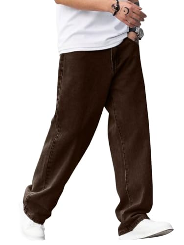 Image of ALLABREVE Men's Baggy Hip Hop Jeans Y2k Wide Leg Denim Pants Relaxed Fit Skater Trousers Streetwear
