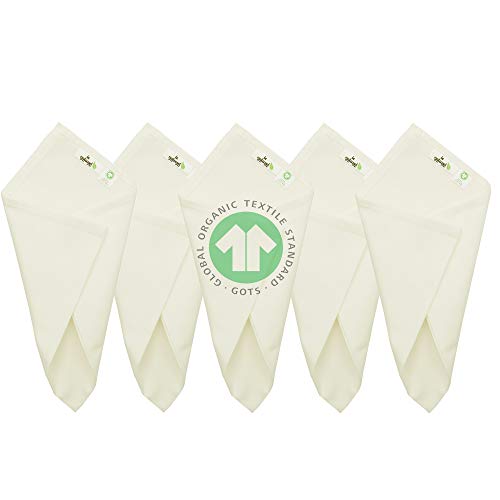 100% Organic Cotton Handkerchief for Men, Soft, Hankie Set, Natural Color, Pk 5