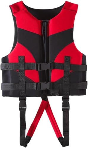 Ghbunuz 子供用ライフジャケット、プロ仕様の浮力ベスト、フローティングベスト、強力な浮力、水泳の練習、海スポーツ、ビーチ遊び、川遊び、夏と安全に最適、男の子と女の子向け、2色と4サイズから選択可能 (レッド,L)