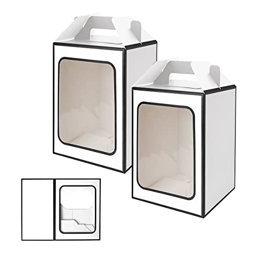 Large Gift Boxes, 10 Pcs Tote Paper Bags with Transparent Window, 9.8 x 7 x 5.1