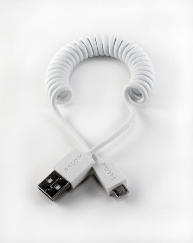 Salom Micro uCable -Coil USB data cable - Micro USB plug (white)