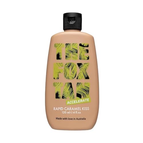 The Fox Tan Rapid Caramel Kiss, Natural Tanning Accelerator For Deeper & Darker Tans, Delivers an Instant Tint & Glow, Vegan & Cruelty Free, 120 mL