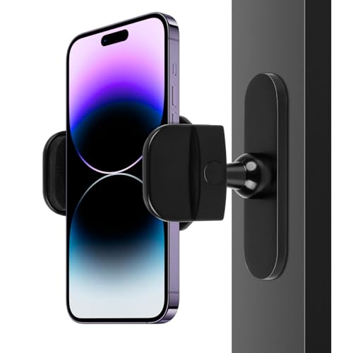 Magnetic Phone Holder for Gym, JOMWEN Portable Magnetic Tripod for iPhone, Magnet Phone Mount, 360 Degree Adjustable, Compatible with Most Smartphones (Black)