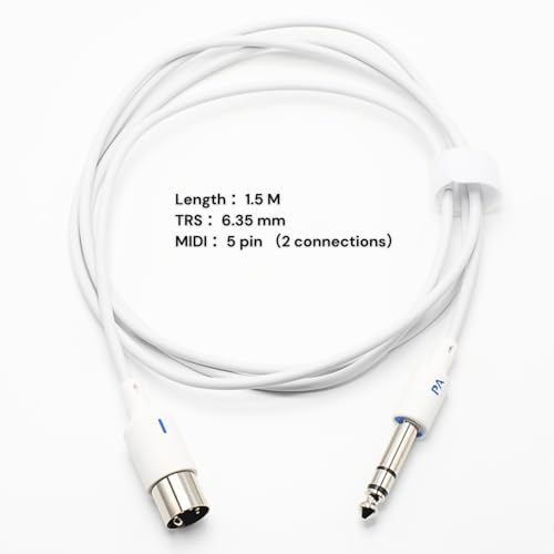 PAINTAUDIO MIDI Cable 5 FT Male to Male 5-Pin MIDI Cable Compatible with MIDI Keyboard, Keyboard Amplifier Guitar Multi Effects Synth External Sound Card, Sound Source and Other Music Gear