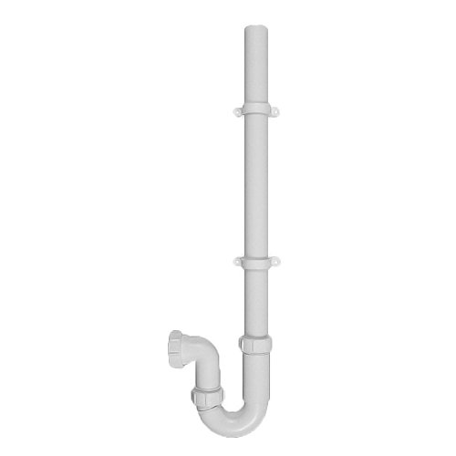 Polypipe WT59 Trap 40mm Washing Machine with 600mm Upstand Pipe & 2 Clips 75mm Seal White