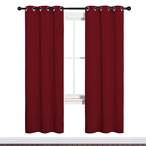 Image of NICETOWN Christmas Window Curtains Blackout Drapes, Thermal Insulated Christmas Decorative Blackout Curtains /Draperies for Laundry Room (Burgundy Red, One Pair, 34 by 72-inch)