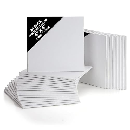 Belle Vous Leinwand zum Bemalen Set (24 Stk.) - 10x10 cm - Bespannte Leinwand Rahmen - Für Acrylfarben und Ölmalerei sowie zum Skizzieren und Zeichnen