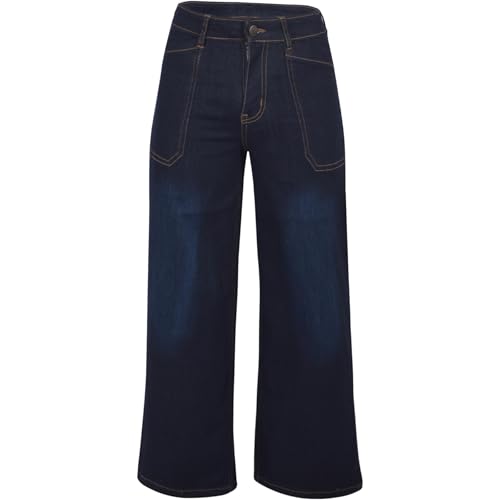 Girls Palazzo Jeans Wide Leg Stretchy Denim Pants Flared Fashion Jean Trousers Baggy Pants Age 5-14 Years