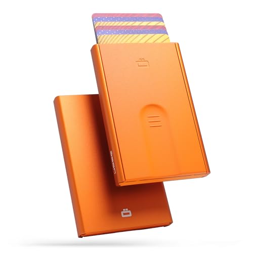 Aluminiowy uchwyt na karty Slider firmy Ögon Design - blokowanie RFID - oryginalny minimalistyczny smukły automatyczny portfel dla mężczyzn i kobiet, Compact, Minimalistyczny