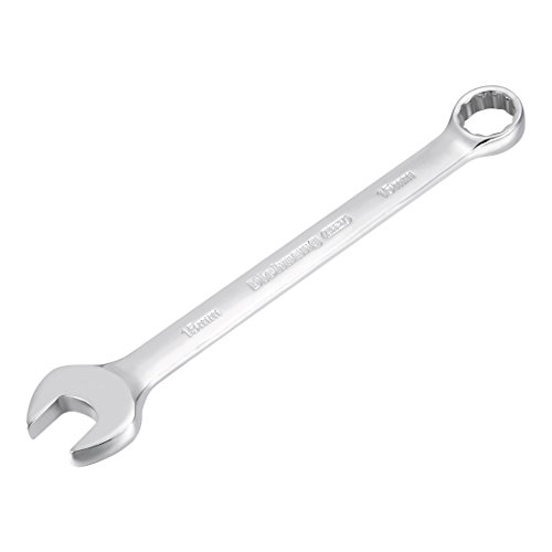 Uxcell Metric 15Mm 12-Point Box Open End Combination Wrench Chrome Finish, Cr-V #TOP15