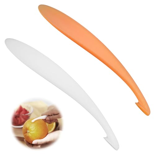 2 Pezzi Plastica Arancione Peeler, Eplucheur di Agrumi Efficace per Sbucciatore d'Arancia e Altri Agrumi, Utensile Pratico per Multifunctional Peeler Knife per Cucina e Vita Quotidiana