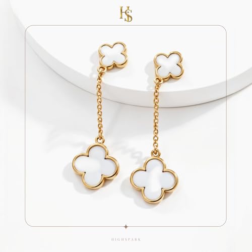 Clover Dqngle Earrings for Women | Four Leaf Dangle Stud Earrings for Women | Lovely Gift3