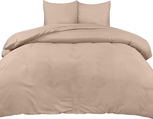 Image of Utopia Bedding Duvet Cover 155x220 - Microfiber Comforter Cover 155x220 cm + 2 Pillowcases 80x80 cm - Beige | Microfibre duvet cover with zip, Oeko-Tex certified, easy assembly, ideal for home and hotels