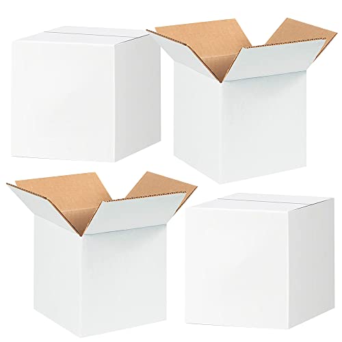 Image of 4.5in x 4.5in x 5in White Packaging Box 3 Ply Corrugated Cardboard Carton Shipping Square Storing Boxes Pack of 75
