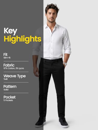Image of Beyoung Cotton Lycra Classic Fit Chino Pants for Men | Casual Pants | Stretchable Chinos | Slant Pockets | Chino Trousers